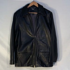 DANIER Brand Black Leather Jacket-Fitted Style-Thick Leather